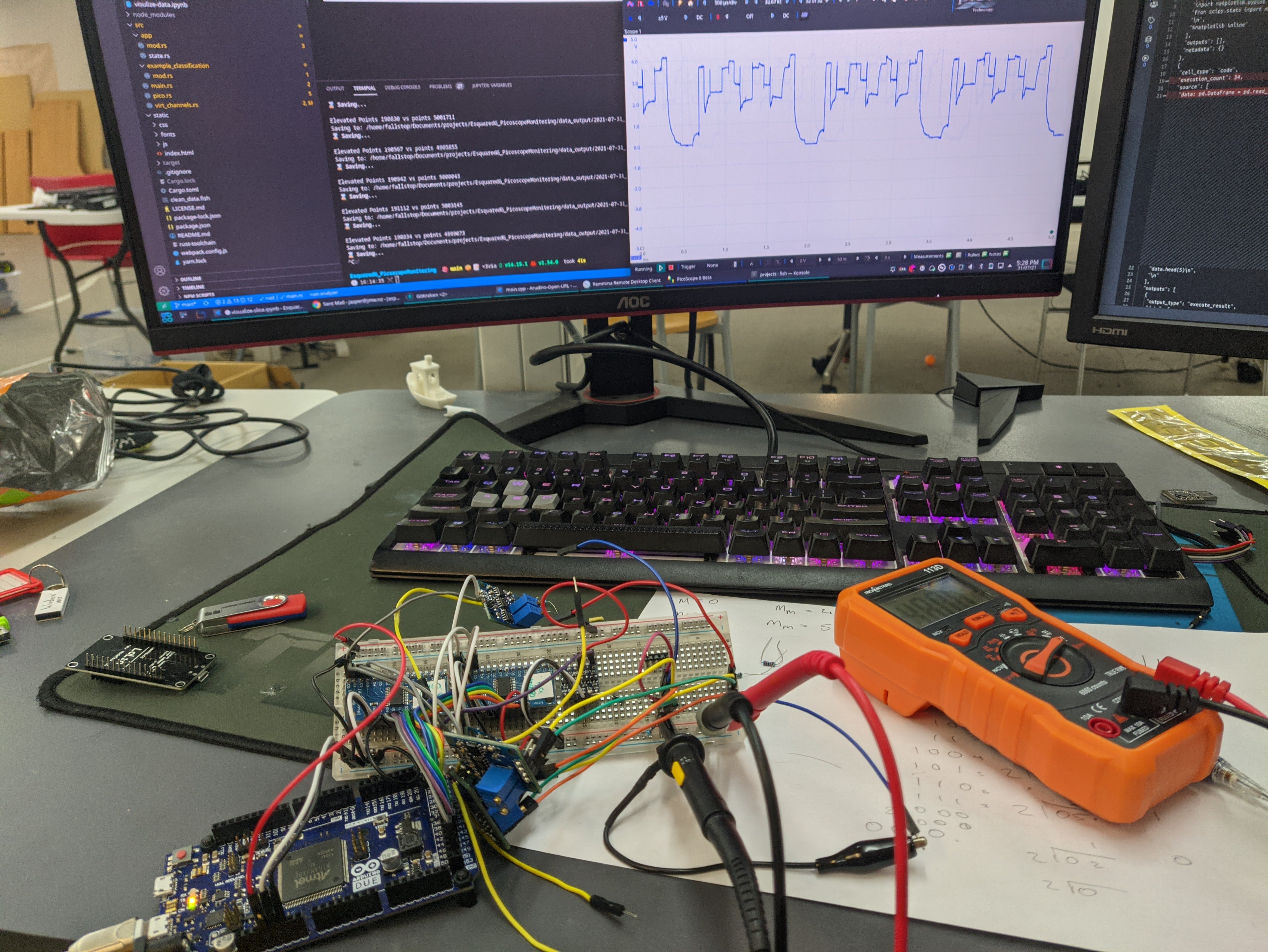 Desk testing some Amplifiers with the multiplexers.